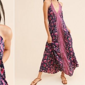 Raga Hollis Halter Maxi Handkerchief Dress in pink and blue floral